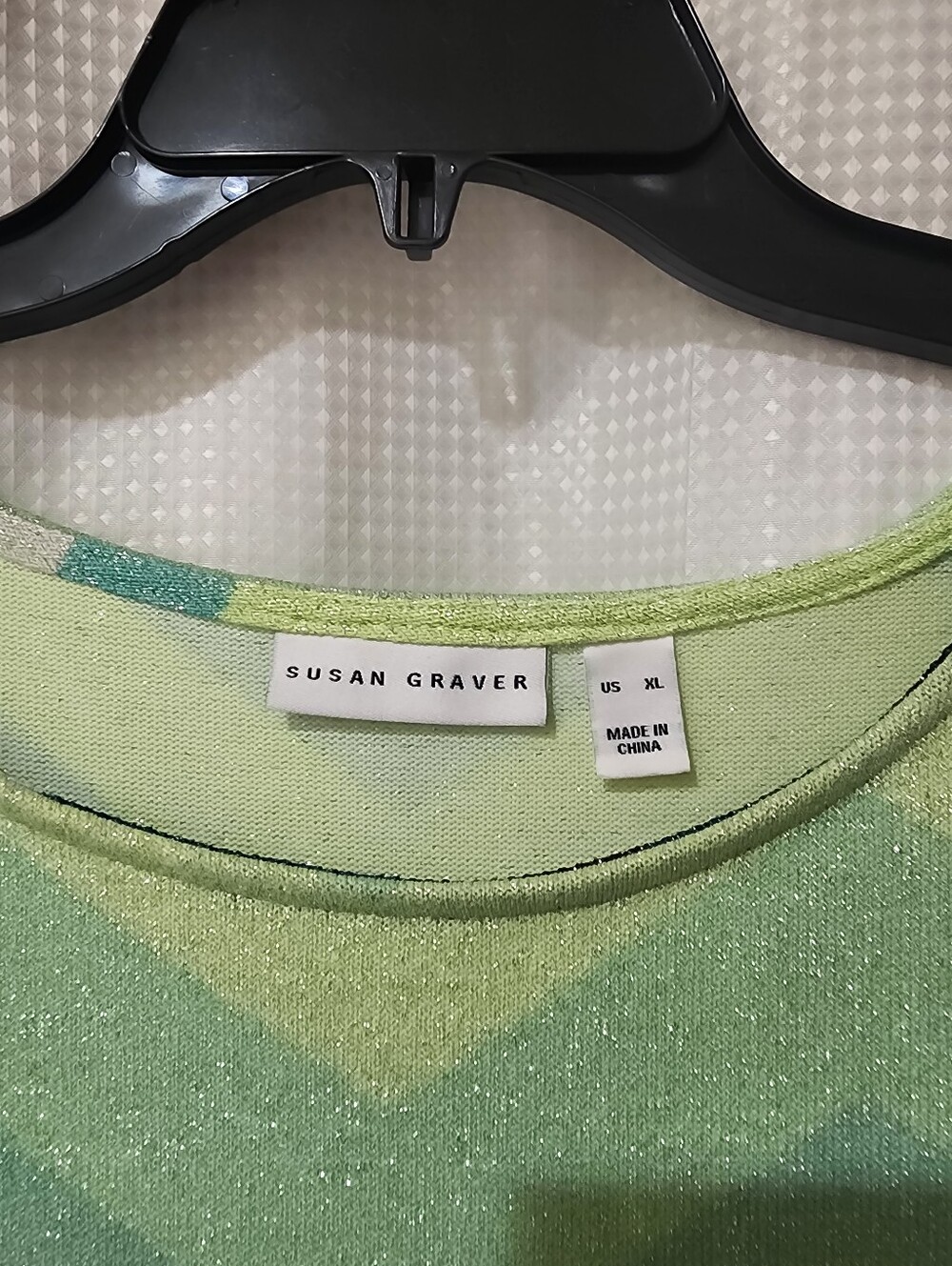 Susan Graver XL QVC Lurex Lightweight Stretch Knit Sweater Chevron Green Jade - Picture 5 of 9